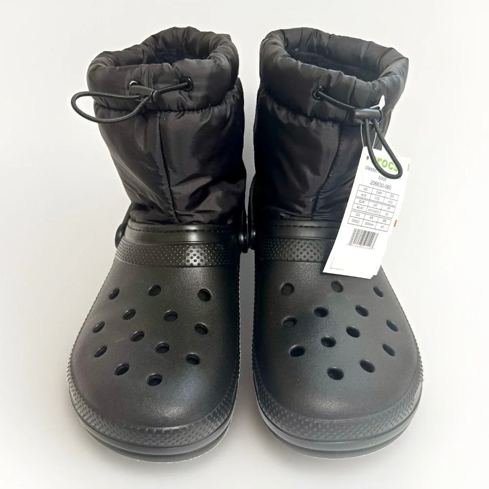 NWT Crocs Classic Lined Neo Puff Men's Size 12 Boots Black 206630